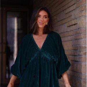 Free People Deep Green Mini Dress